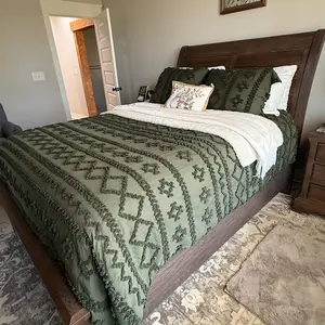 Bedsure Tufted Boho Decorative Bedding Set Comforter Boho Bed Set, Valentine's Day Gifts GentleSoft 3 Pieces Farmhouse Shabby Chic Embroidery Bedding, Soft Jacquard Comforter for All Seasons