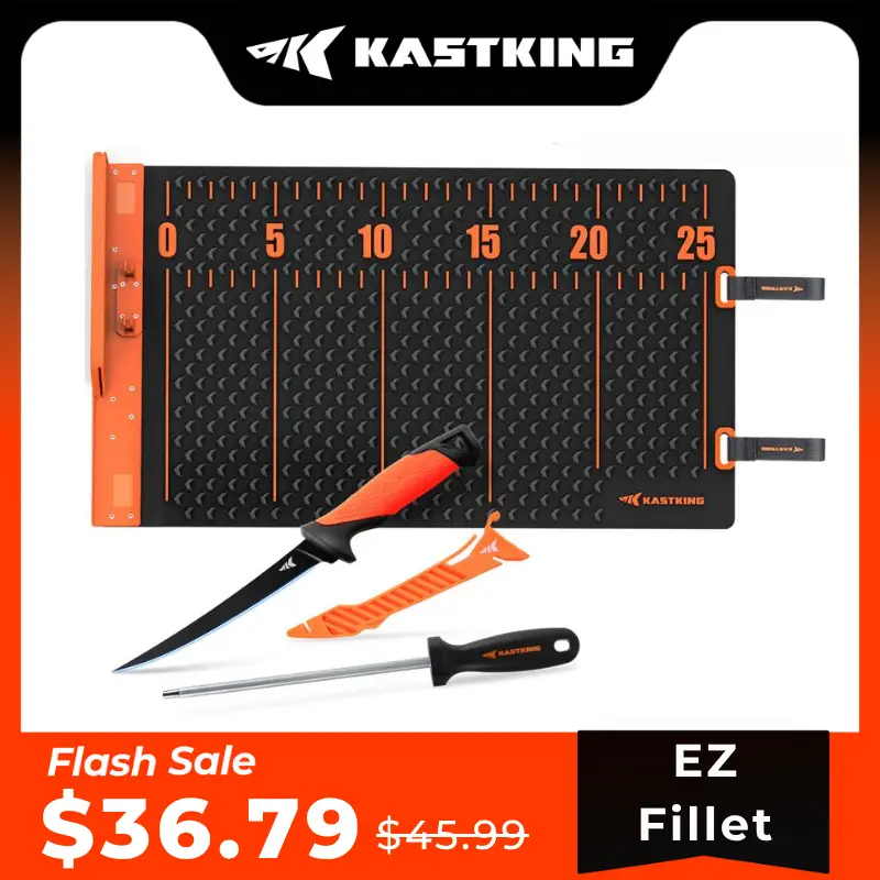 KastKing EZ Fillet Fish Fillet Mat, Anti-slip Texture With 25" Integrated Ruler, Extended Dimensions, Easy to Clean Material, Portable Storage, Fish C