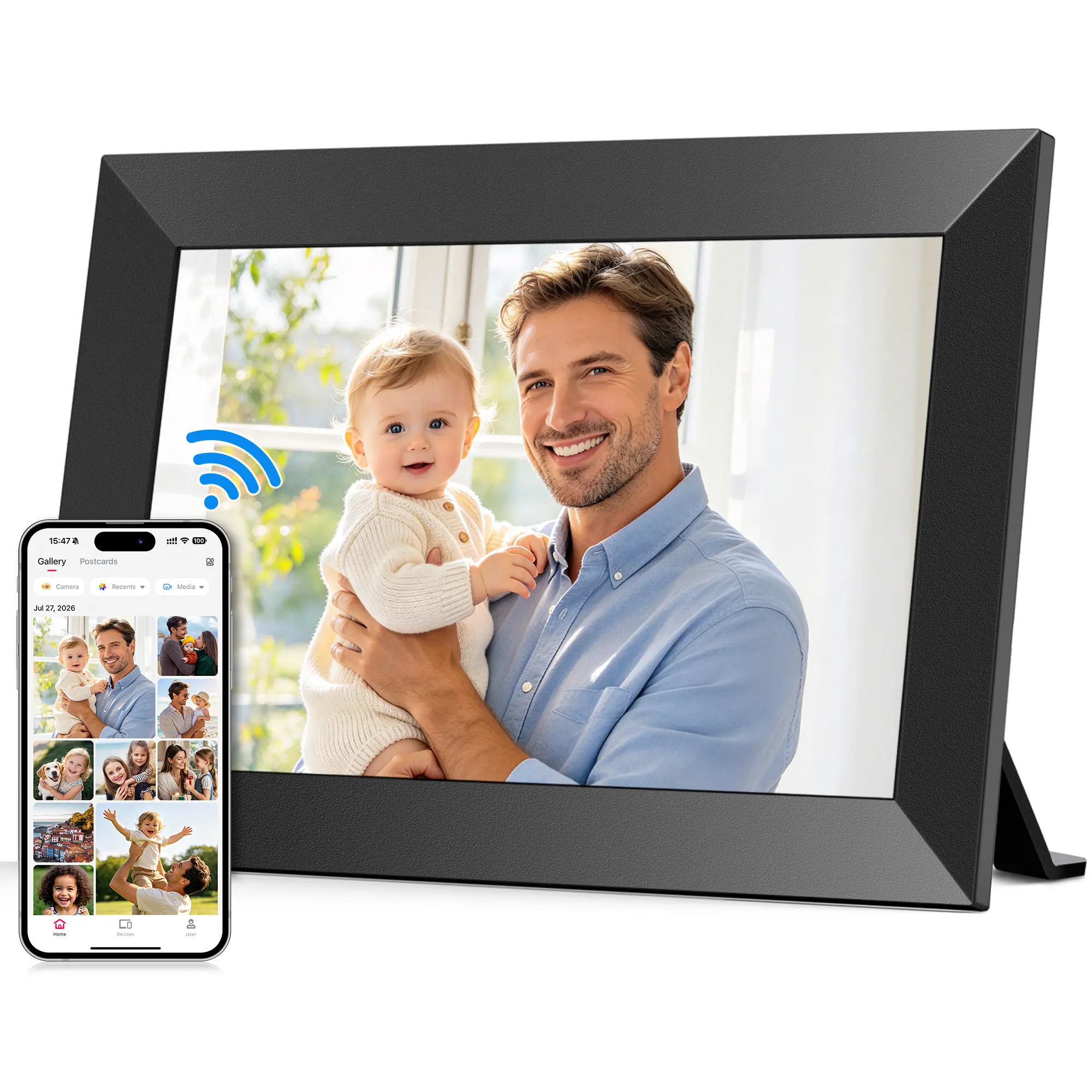 10.1" WiFi Digital Picture Frame, Smart Photo Frame via Whale Framely App, Remote Settings, Share Photos & Videos from Anywhere, 16GB Local + 32GB Cloud Storage, Gift for Mom, Dad & Grandparents