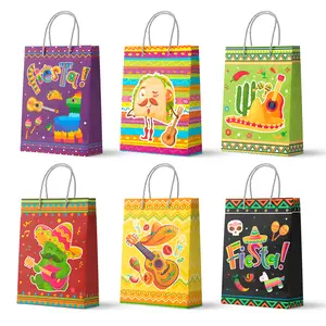 Mexican Party Favors Bag with Handles, 24 Pcs Mexican Fiesta Gift Bags/Cinco de Mayo Bags/Fiesta Party Favor Bags for Mexican Fiesta Party Decorations & Cinco de Mayo Party Decorations		 		 		