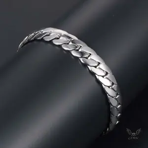 GTHIC Simple Thin Cuban Chain Bracelet Fashion Statement Stainless Steel Accessories for Men Women Daily Wear