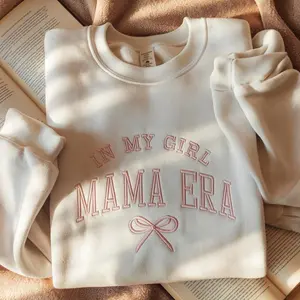 In My Girl Mama Era Embroidered Sweatshirt, Coquette Mama Shirt, New Mom Sweatshirt, Girl Of Mom, Cool Moms Club Shirt, Girl Mama