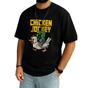 Chicken Jockey Minecraft T-Shirt – Funny Gamer Graphic Tee, Creeper Meme Shirt