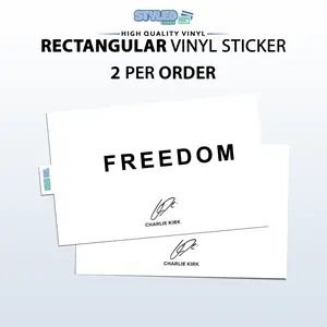 charlie kirk rectangle vinyl stickers made with high quality vinyl and uv ink 2 per order