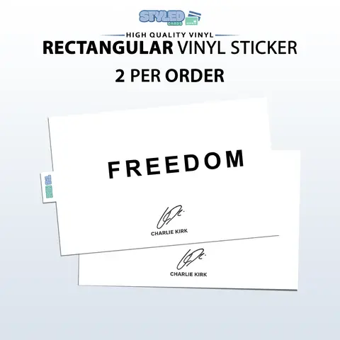 charlie kirk rectangle vinyl stickers made with high quality vinyl and uv ink 2 per order