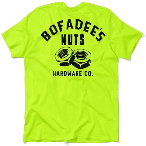 Bofadee's - Hi Visibility Safety Yellow Work T-Shirt Jersey Menswear For Blue Collar Workers | Funny, Sarcastic | Graphic Tees Apparel