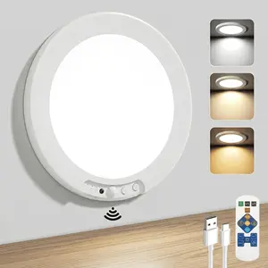 Rechargeable Motion Sensor Ceiling Light with Remote, 4000mAh Battery Operated LED Ceiling Lamp, Wireless Magnetic Light with 3 Color Temperatures & Timer, Dimmable for Bathroom, Garage, Shed