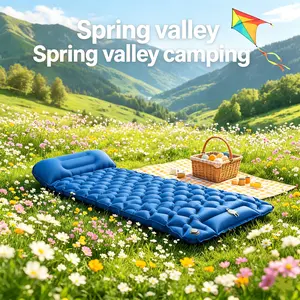 1pc Compact Single Air Mattress Sleeping Pad, Foot Pump Inflatable, TPU Material, Non-Slip Diamond Dots, Widened Thickened and Lightweight for Outdoor Travel Camping and Home Rest with