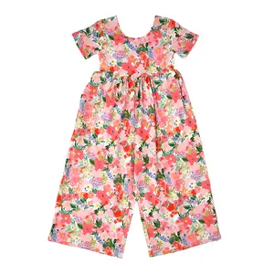 Eliana WIDE LEG ROMPER in Luxurious Bamboo Viscose Soft & Breathable Easter Floral with Stretch for Play & Everyday Wear True to Size with Fitted Top & Roomy Legs