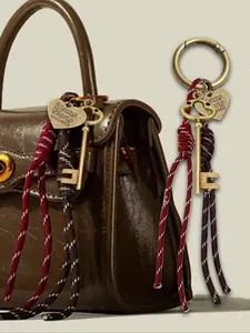 Bronze key pouch charm, a vintage and exquisite key-shaped pendant, adorned with "Mezzo Piano Since 1988," suitable as a bag/phone decoration accessory, perfect for women's birthdays, Valentine's Day, Mother's Day, etc., Purse Accessories