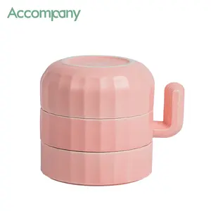 A set of pink cactus pet ceramic bowls