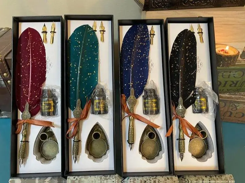 Feather Pen and Ink Calligraphy Set Free Gift Wrap