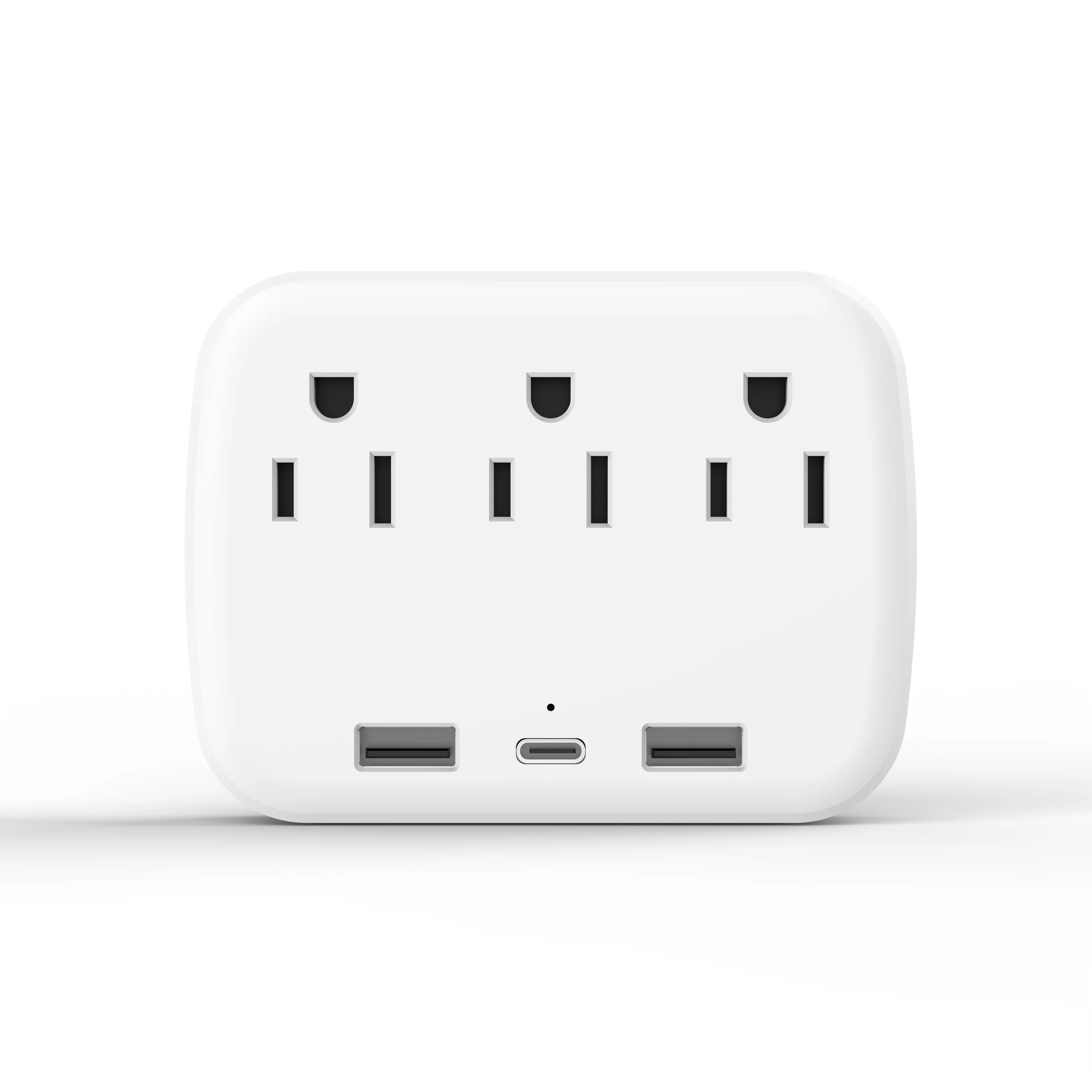 6-In-1 Multi Plug Strip Extender with USB, Wall Strip Distributor with 3 USB Ports (1 USB C) And 3 AC, Wall Charger Adapter Power Strip for Office, Bedside, And Travel Use