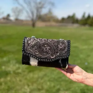 Black Tooled Cowhide Wallet