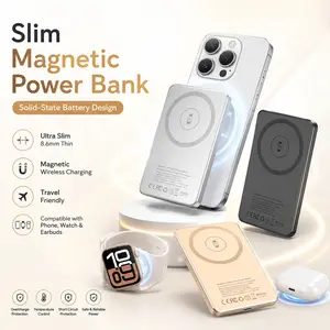 MagSafe Magnetic Power Bank for Mobile Devices - <5000mAh Non-flammable Solid State Battery, 20W PD Wired-15W Qi2 Wireless Fast Charging, Compact Desert Gold Magnetic Wireless Chargers
