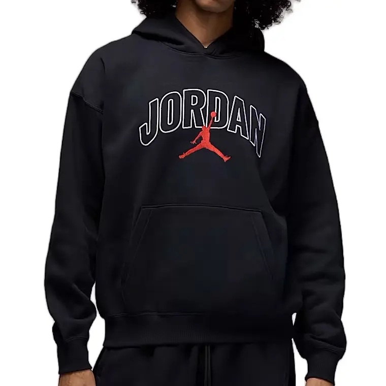 Nike Air Jordan Men's Brooklyn Brushed Fleece Hoodie, Oversized Fit Long Sleeve Pullover with a Kangaroo Pocket, Sweatshirts, Personalized, Stylish, Ribbed, Tops, Casual, Hem, Longsleeves, Cotton, Menswear, Male