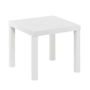 Classic White Square Side Table - 1.8-in Thick Tabletop, Tool-Free Assembly, Ideal for Bedrooms, Small Spaces, Multi-Functional as a Coffee Table