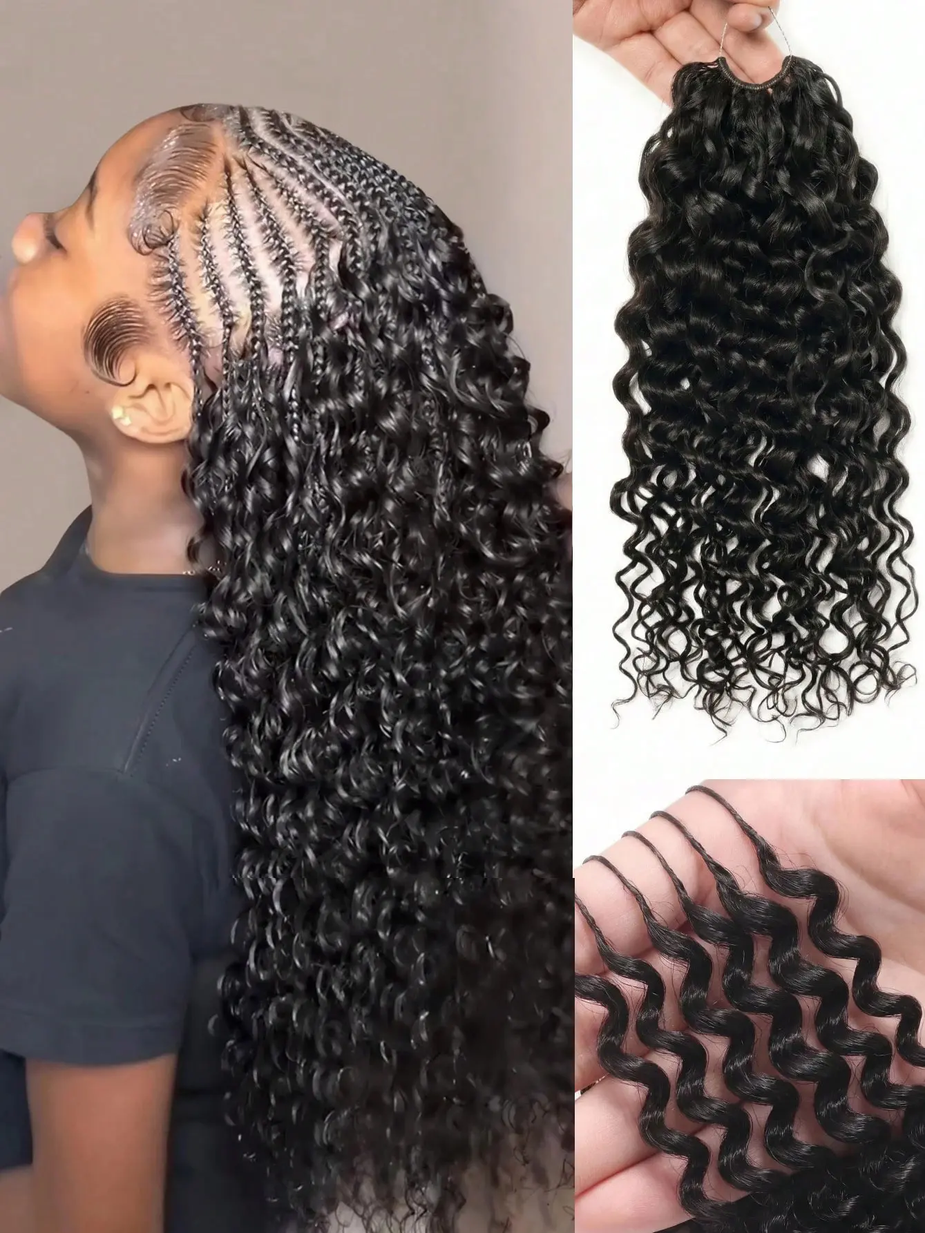 Bling Hair Feather Crochet Human Hair Natural Color Kinky Curly 100% Human Hair Machine Woven Feather Crochet Human Hair Extensions Invisible Miracle Knot 10-24 Inches Lightweight Reusable Pre-Bundled