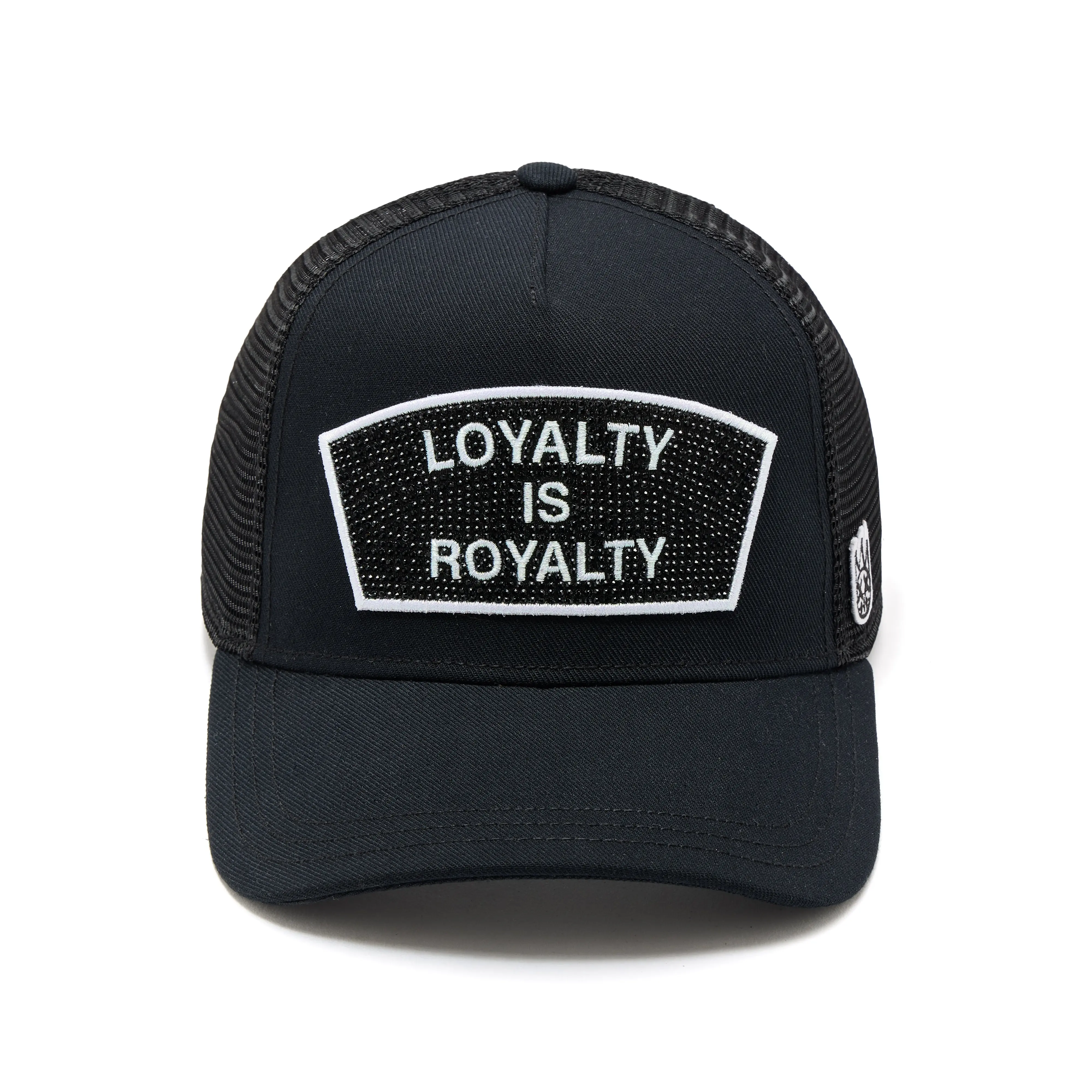 Cult's Mesh Back Trucker Hat "Loyalty Is Royalty" In Black