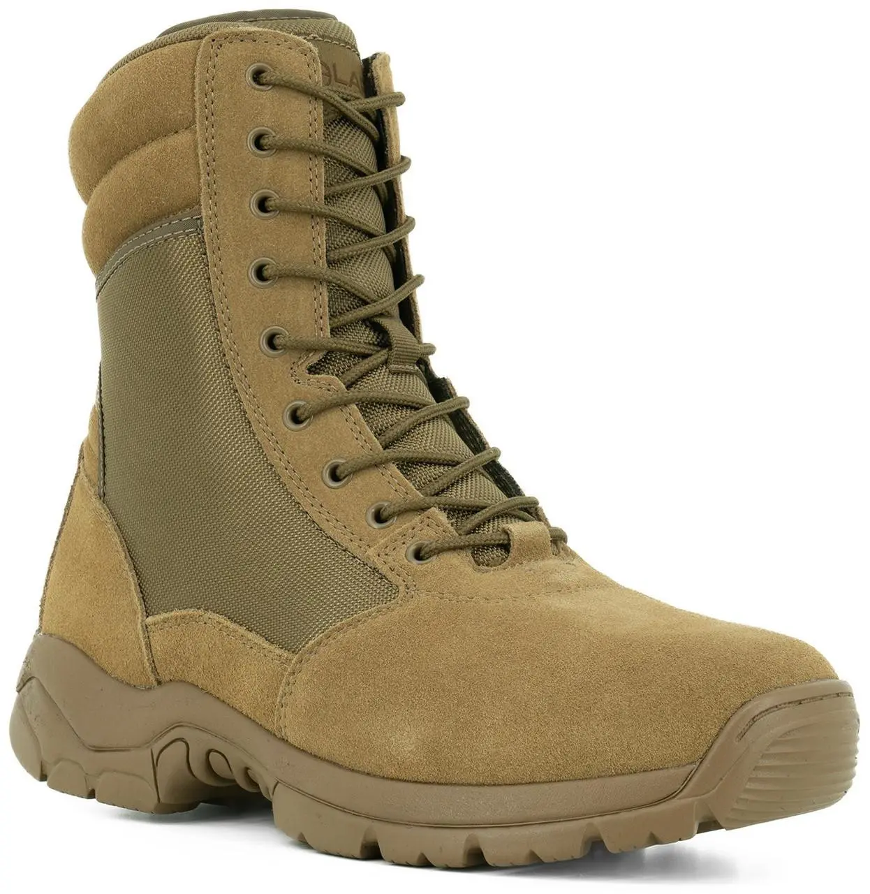 LA Police Gear Core 8" Tactical Duty Boot, Coyote Suede & Nylon Worker Footwear with Side-Zip and Slip-Resistant Rubber Sole, Shoe, Walking Shoes, Closed, Rugged Style, Athletic