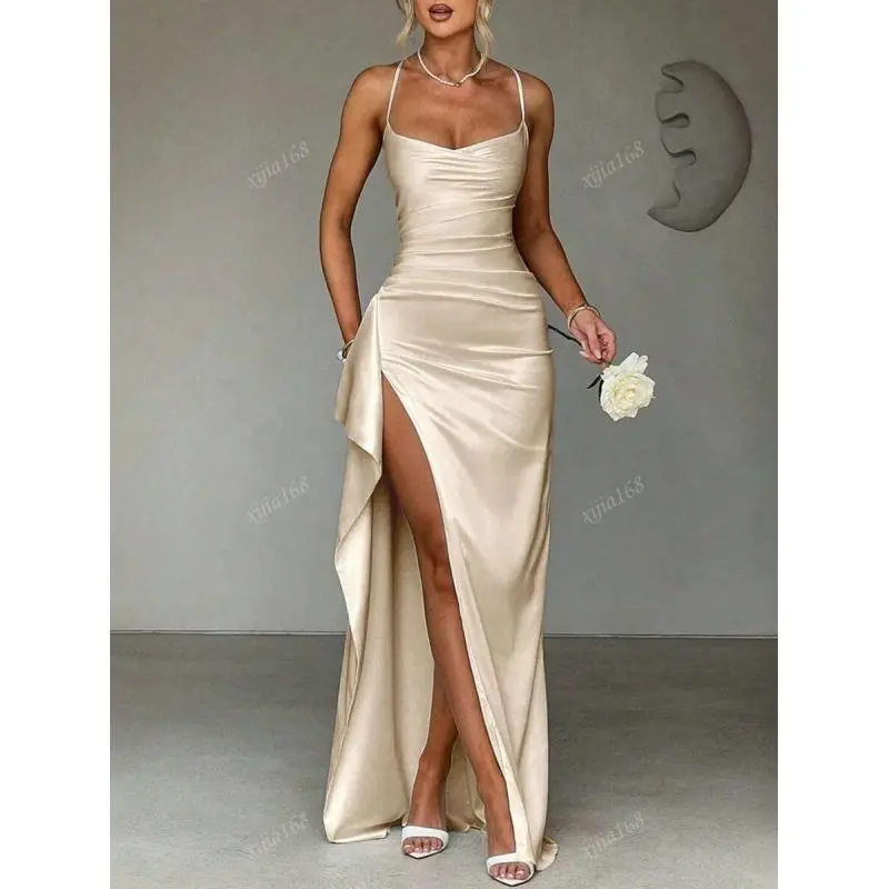 chinese dress ladies Sage Green Satin Mermaid Prom Dress with Cutout & High Slit – SS174 –  Viniodress