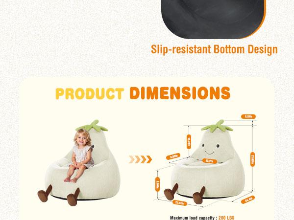 31" 24'' Bean Bag Chair for Kids, Memory Foam Filled Bean Bag for Teens & Kids, Ultra Soft Fabric Bean Bag Chairs for Playroom, Living Room, Bedroom