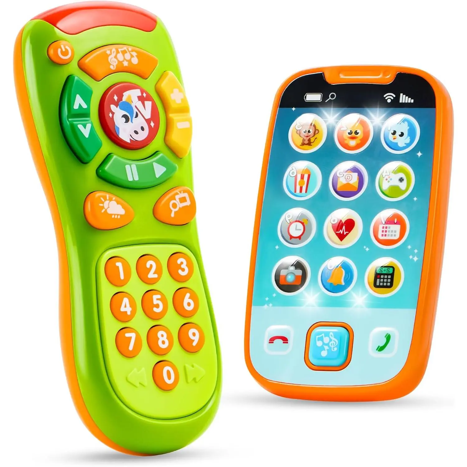 Baby Toy Phone, Remote and Smartphone with Music, Fun Learning Musical Toys for Babies, Boys or Girls, Holiday Stocking Stuffers, Birthday Gifts for Kids, Easter Basket Stuffers