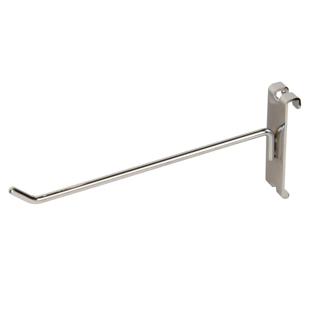 Econoco GW-H8 8 in. Chrome Standard Grid Hook - Wall-Mounted Home Organizer Hook & Rail for Retail Displays