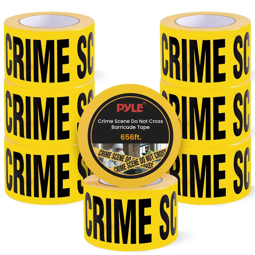 8Pcs Crime Scene Do Not Cross Tape Set | 656ft Roll High Visibility Black & Yellow Safety Warning Tape - Waterproof, UV Resistant & Tear-Proof - Perfect for Construction, Traffic Control, Parking & Danger Zone Area