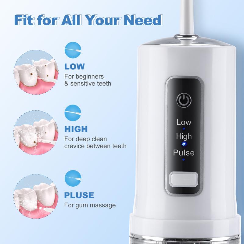 Foldable  Irrigator, Cordless Water Flosser with 4-nozzle 230ML Water Tank Travel  Irrigator, Ideal Teech Cleaning Device, Portable  Irrigator rechargeable waterfloss dental flosser cordless  oral care kit detachable