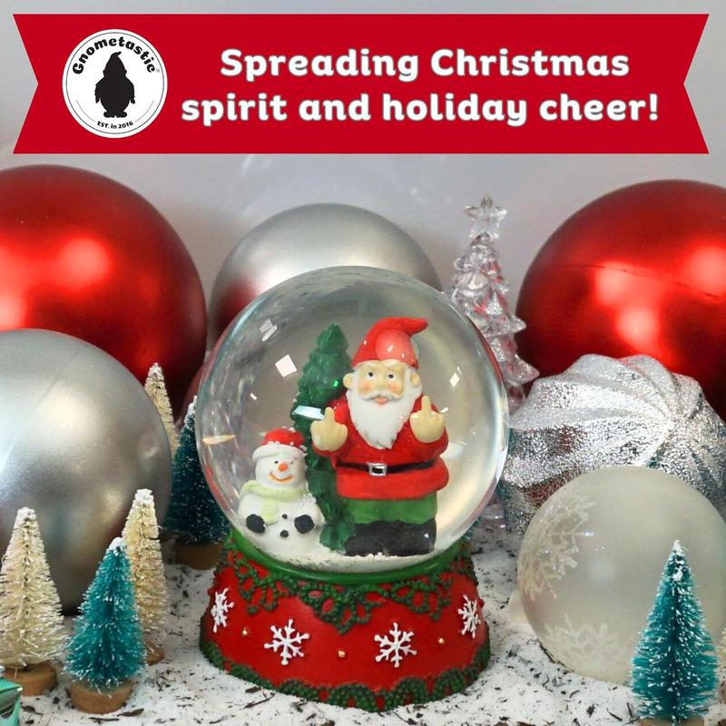 Gnometastic Gnomes Christmas Snow Globes for Adults - Holiday Double Bird Middle Finger Gnome, Funny White Elephant Gift & Gnome Decor - Mini Snow Globe 3.2in x 4in H Gnometastic Gnomes Christmas Snow Globes for Adults - Holiday Double Bird Middle Finger Gnome, Funny White Elephant Gift & Gnome Decor - Mini Snow Globe 3.2in x 4in H