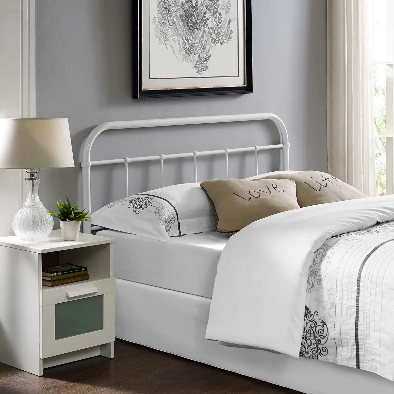 Modway Serena Queen Steel Headboard in White
