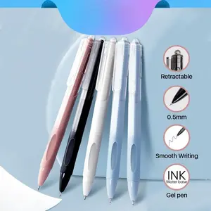 5-Pack Macaron Color Push-Button Neutral Pens, 0.5mm Smooth Quick-Dry Ink, Ideal for Students, Office, Exam Prep, High-Aesthetic Stationery