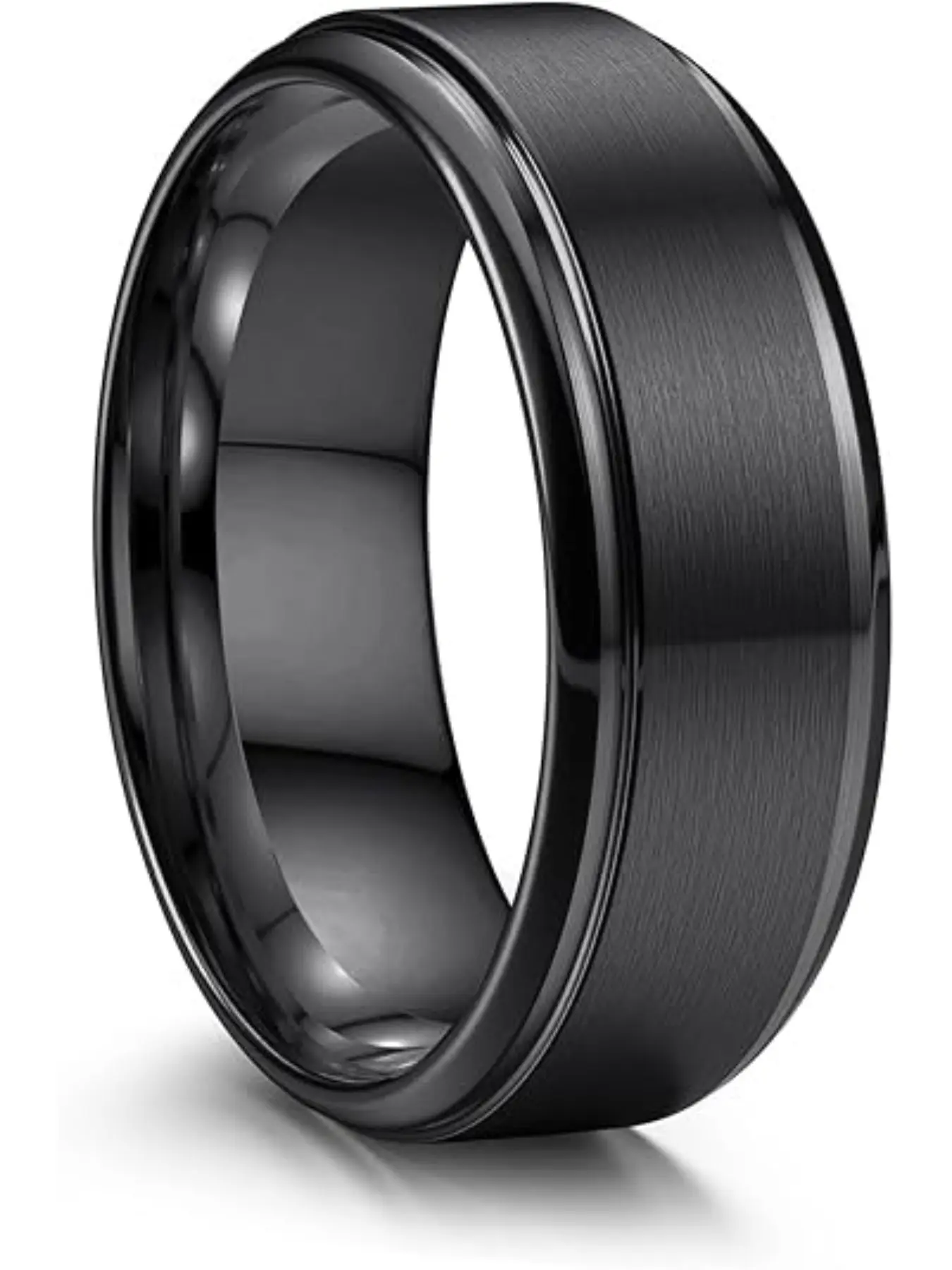 Stainless Steel Wedding Rings for Men Women 8MM Mens Wedding Band Silver/Black/Gold Engagement Wedding Bands Engagement Mens Rings, Matte Surface Polished Edge Men Ring Jewelry Comfort Fit 6-14 Elegant Ring, Metal Rings