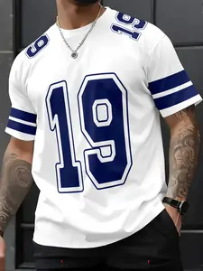 Men's High Street Motorcycle Style Fashion 3D Printed Digital Pattern Short Sleeve Shirt, Casual Outdoor Sports Tee, All Seasons