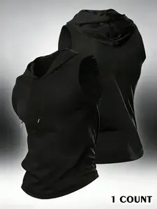 Women's Sleeveless Hooded Muscle Tank Top, Gym Training Workout Shirt, Minimalist Streetwear Hoodie Vest, Casual Loose Fit, Gym Athletic Clothes