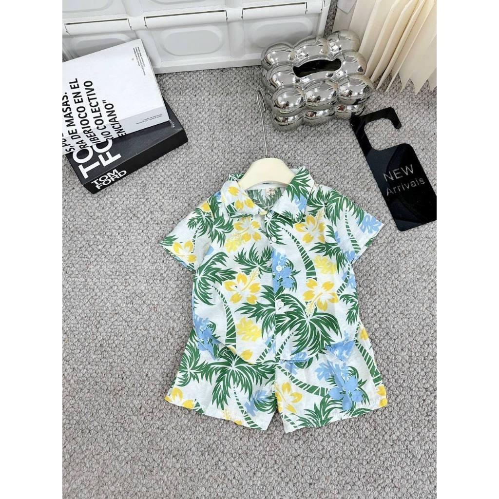 Tropical Print Linen Matching Set – Lightweight Breathable Two Piece Outfit, Summer Beach Vacation Shirt & Shorts Set, Casual Aesthetic Wear