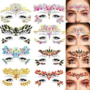 Eyebrow and Face Glitter Stickers, Eye Makeup Decorative Rhinestone Stickers, Party Stage Facial Rhinestone Makeup Decals