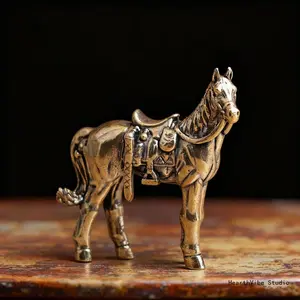 Brass Horse Figurine — Office Desk Ornament, Tea Pet, and Decorative Bronze Art Piece