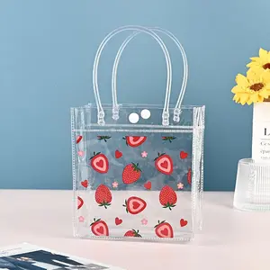 New PVC Clear Tote Bag Handle Transparent Transparent Shopping Bags Large Capacity Waterproof Storage Bag