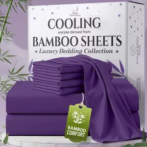 Extra Deep Pocket Queen Bamboo Bed Sheet Set 4/6pcs Breathable Cooling Soft Wrinkle Free Hotel Luxury Sheets with Pillowcases Valentine Room Decor Gift