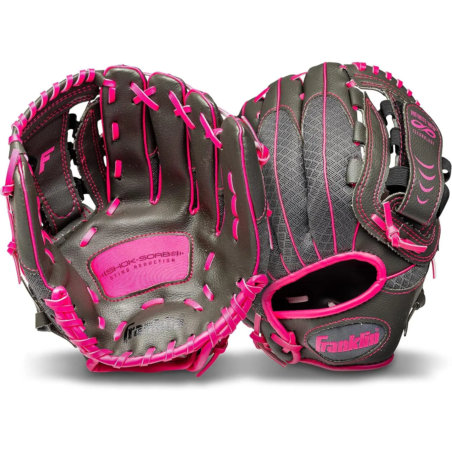 Franklin Sports 10.5in Youth Teeball Infielder's Glove - Shok Sorb Vinyl Lightweight Fielder's Mitt with Clear Hand Orientation for Youth Players