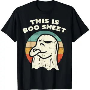 Cotton Short Sleeve This Is Boo Sheet Ghost Retro Halloween Costume Men Women T-Shirt For Men Women