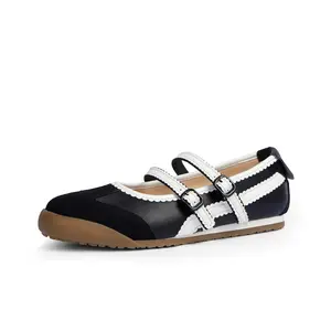[Tigeridea]Fashion Sneakers for Women Mary Jane Shoes Comfortable Flat Two Strap Flat Shoes