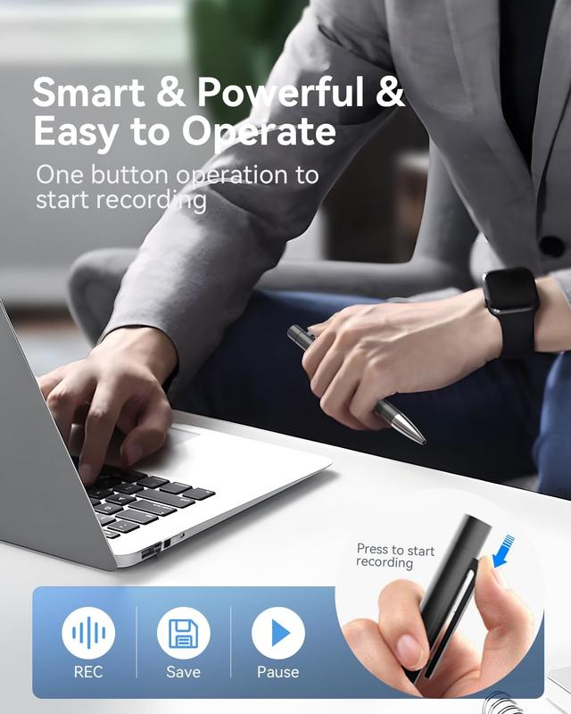 Professional Voice Recorder for Lectures Meetings,Digital Voice Activated Recorder with Playback,64GB(4400Hrs) Dictaphone Audio Recording Device with AI Noise Cancellation,Support OTG