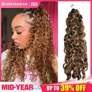 [NEW ARRIVAL] ISEE HAIR Highlight Crochet Human Hair Burmese Curly Designed for Miracle Knots Pre Separated 50g/Pack Knotless Boho Braids Vacation Hair Plush Texture Time Saving Wear summer braids boho knotless braids #SummerWins #DealsForYouDays