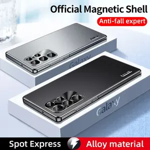 Aluminum Alloy Anti-Drop Phone Case For Samsung Galaxy S23 S24 Ultra Plus 5G Case Frosted Magnetic Metal Material Protective Ultra-thin Cover For S23Ultra