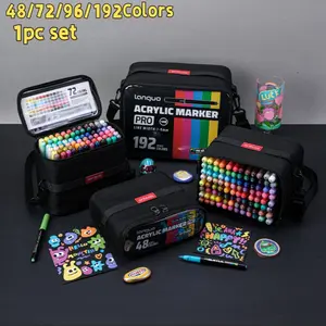 Languo Acrylic Markers Set, 48/72/96/192 Colors, Soft Brush Tips, Large Capacity Ink, Ideal for DIY Crafts, Art Supplies, Art Materials, Crafting Supplies, Diy Painting Supplies