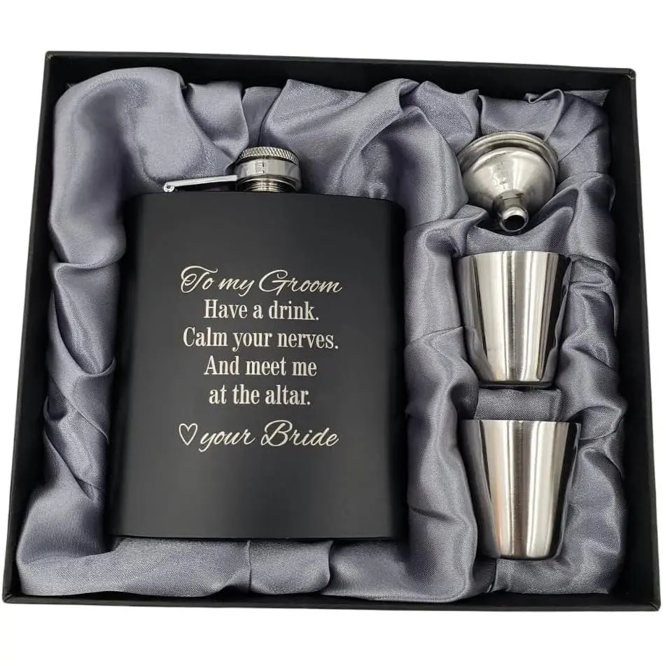 Groom Gifts from Bride on Wedding Day, Gifts for Groom to be, Fiance Gifts for Him, Bride and Groom Flask, Groom , Groom Engagement, Wedding  for Husband, Future Husband Gifts,  Flask (GB)