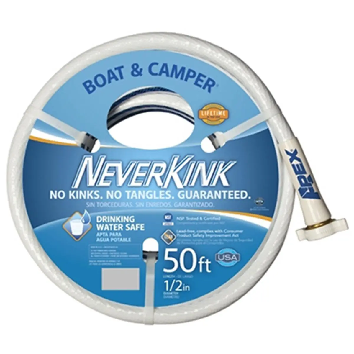 Apex 7612-50 Drinking Safe Boat & Camper Hose, 0.5 in. x 50 ft. NeverKink Design